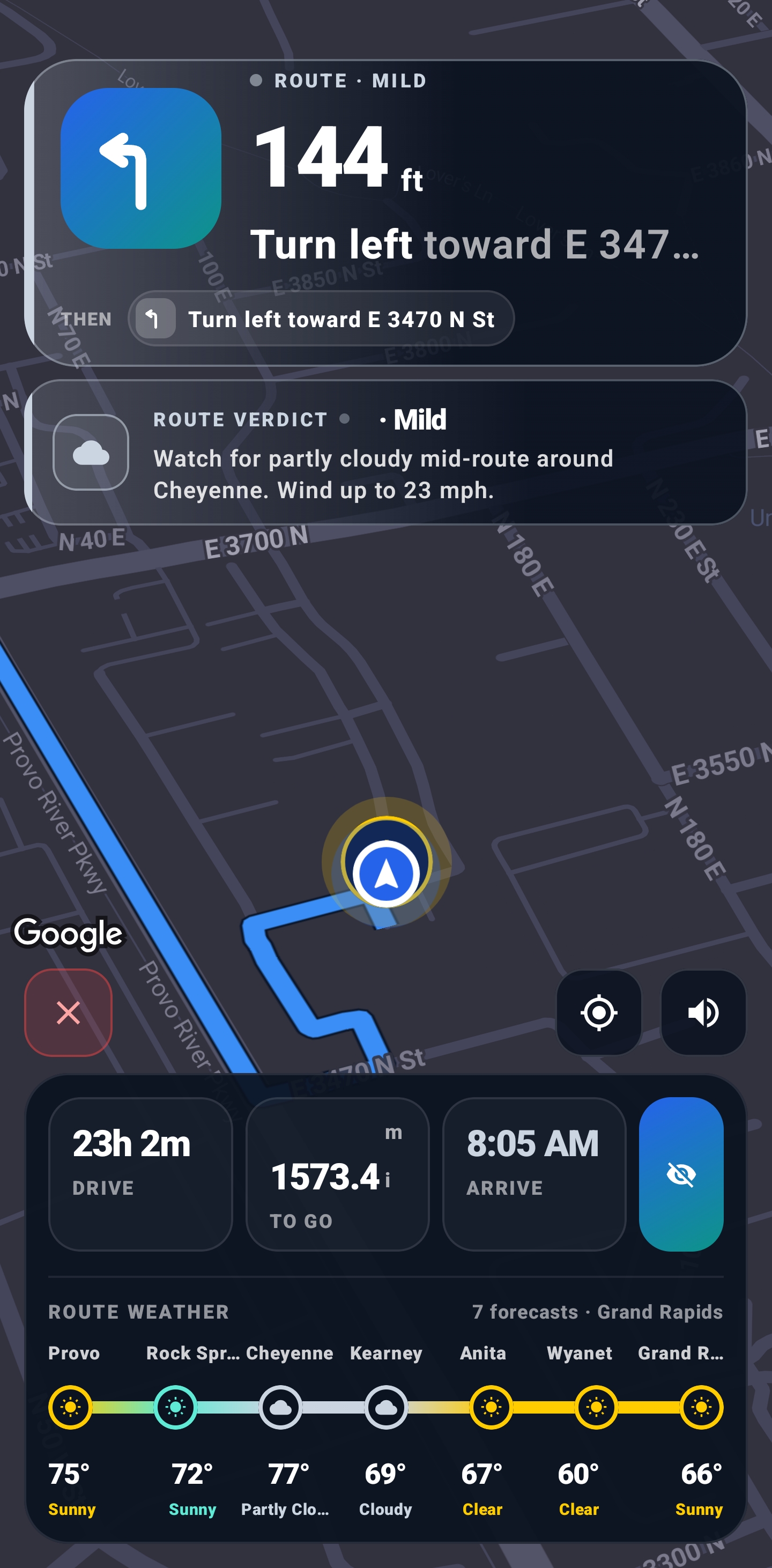 VentoPath live navigation with weather